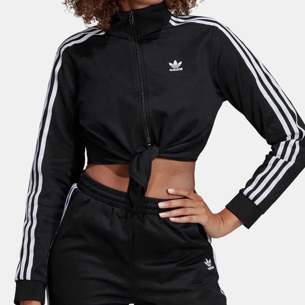 Adidas cropped tie front track jacket Size M